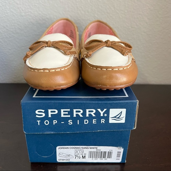 Sperry Top-Sider Cognac & Sand Jordan Leather Boat Shoes, Size 7.5 M - Picture 7 of 9